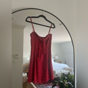 Reformation red/white polka dot dress with tie-front Size 2